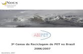 PCI Associate Consultant South America 3º Censo da Reciclagem de PET no Brasil 2006/2007 Novembro, 2007.