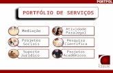 PORTFÓLIOMediação Projetos Sociais Suporte Jurídico Atividade Paralegal Pesquisa Científica Projetos Acadêmicos.