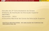 Estudos do 2º Ciclo Avaliativo do Sinaes Diretoria de Avaliação da Educação Superior INEP/MEC Novembro – 2012 II Encontro Nacional do Censo da Educação.