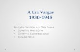 A Era Vargas 1930-1945 Período dividido em Três fases Governo Provisório Governo Constitucional Estado Novo.