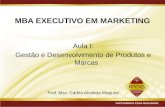 MBA EXECUTIVO EM MARKETING Aula I: Gestão e Desenvolvimento de Produtos e Marcas Prof. Msc. Cárbio Almeida Waqued.