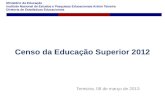 Ministério da Educação Instituto Nacional de Estudos e Pesquisas Educacionais Anísio Teixeira Diretoria de Estatísticas Educacionais Ministério da Educação.