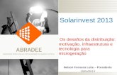 Solarinvest 2013 Os desafios da distribuição: motivação, infraestrutura e tecnologia para microgeração Nelson Fonseca Leite – Presidente 15/04/2013.