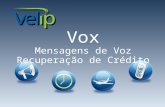 Vox Mensagens de Voz Recuperação de Crédito. Diferencial Interface WEB Programação intuitiva em site com resultados disponíveis na tela ou em arquivos.