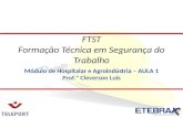 Módulo de Hospitalar e Agroindústria – AULA 1 Prof.º Cleverson Luis FTST Formação Técnica em Segurança do Trabalho.