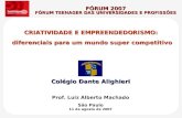 CRIATIVIDADE E EMPREENDEDORISMO: diferenciais para um mundo super competitivo Prof. Luiz Alberto Machado São Paulo 11 de agosto de 2007 FÓRUM 2007 FÓRUM.