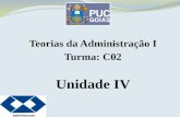 Teorias da Administração I Turma: C02 Unidade IV.