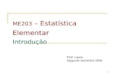 1 ME203 – Estatística Elementar Introdução Prof. Laura Segundo Semestre 2008.