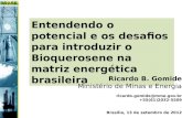 Entendendo o potencial e os desafios para introduzir o Bioquerosene na matriz energética brasileira Ricardo B. Gomide Ministério de Minas e Energia ricardo.gomide@mme.gov.br.