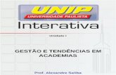 Unidade I GESTÃO E TENDÊNCIAS EM ACADEMIAS Prof. Alexandre Saliba.