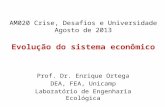 AM020 Crise, Desafios e Universidade Agosto de 2013 Evolução do sistema econômico Prof. Dr. Enrique Ortega DEA, FEA, Unicamp Laboratório de Engenharia.