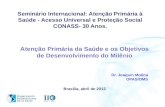 Organización Panamericana De la Salud Atenção Primária da Saúde e os Objetivos de Desenvolvimento do Milênio Dr. Joaquin Molina OPAS/OMS Brasília, abril.
