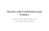 Noções sobre Administração Pública Organização do Estado e da administração pública.