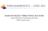 TREINAMENTO – CRC-RJ SUBSTITUIÇÃO TRIBUTÁRIA DO ICMS Operações Subsequentes - Mercadorias.