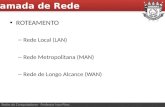 Camada de Rede Redes de Computadores- Professor Ivan Pires ROTEAMENTO – Rede Local (LAN) – Rede Metropolitana (MAN) – Rede de Longo Alcance (WAN)