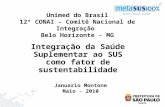 Unimed do Brasil 12º CONAI – Comitê Nacional de Integração Belo Horizonte - MG Integração da Saúde Suplementar ao SUS como fator de sustentabilidade Januario.