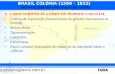 BRASIL COLÔNIA (1500 – 1822) ISBA lenefidelis@terra.com.br MONTAGEM DO SISTEMA COLONIAL 1.CARACTERÍSTICAS GERAIS DO PERÍODO COLONIAL Colônia de exploração.