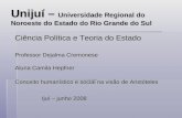 Unijuí – Universidade Regional do Noroeste do Estado do Rio Grande do Sul Ciência Política e Teoria do Estado Professor Dejalma Cremonese Aluna Camila.