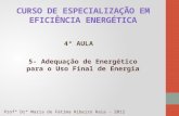 CURSO DE ESPECIALIZAÇÃO EM EFICIÊNCIA ENERGÉTICA 5- Adequação de Energético para o Uso Final de Energia Profª Drª Maria de Fátima Ribeiro Raia - 2012 4º.