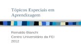 Tópicos Especiais em Aprendizagem Reinaldo Bianchi Centro Universitário da FEI 2012.