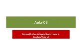 Aula 03 Dependência e Independência Linear e Produto Vetorial Dependência e Independência Linear e Produto Vetorial.