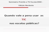 Quando vale a pena usar as TIC nas escolas públicas? Seminário ProInfo e TV Escola/2008 – Edição Nordeste.