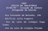 1997 INÍCIO DA TRAJETÓRIA 23/01/97 – Criação do Centro Integrado de Ensino - Rua Fernando de Noronha, 196 - Edifício Julio Fuganti - Uso da sala do Colégio.