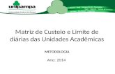 Matriz de Custeio e Limite de diárias das Unidades Acadêmicas METODOLOGIA Ano: 2014.