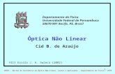 1 Óptica Não Linear Cid B. de Araújo NEON - Núcleo de Excelência em Óptica Não-Linear, Lasers e Aplicações - Departamento de Física / UFPE Departamento.