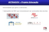 Necessidade que gerou a demanda: Aplicações da SEE que necessitavam ser acessadas das escolas INTRAGOV – Projeto Educação.