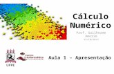 Cálculo Numérico Prof. Guilherme Amorim 22/10/2013 Aula 1 – Apresentação.