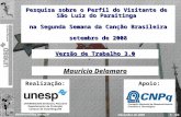 63 delamaro@feg.unesp.br Novembro de 2008 1 Pesquisa sobre o Perfil do Visitante de São Luiz do Paraitinga na Segunda Semana da Canção Brasileira setembro.