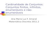 Cardinalidade de Conjuntos: Conjuntos finitos, infinitos, enumeráveis e não-enumeráveis Ana Maria Luz F. Amaral Matemática Discreta 2011.2.