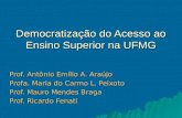 Democratização do Acesso ao Ensino Superior na UFMG Prof. Antônio Emílio A. Araújo Profa. Maria do Carmo L. Peixoto Prof. Mauro Mendes Braga Prof. Ricardo.
