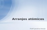 Arranjos atômicos Profª Janaína Araújo. Arranjos atômicos – estrutura dos materiais Estrutura não cristalina – amorfa: –Materiais de estrutura amorfa.