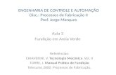 ENGENHARIA DE CONTROLE E AUTOMAÇÃO Disc.: Processos de Fabricação II Prof. Jorge Marques Aula 3 Fundição em Areia Verde Referências: CHIAVERINI, V. Tecnologia.