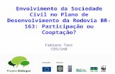 Envolvimento da Sociedade Civil no Plano de Desenvolvimento da Rodovia BR-163: Participação ou Cooptação? Fabiano Toni CDS/UnB E.