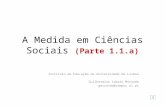 A Medida em Ciências Sociais (Parte 1.1.a) Instituto de Educação da Universidade de Lisboa Guilhermina Lobato Miranda gmiranda@campus.ul.pt.