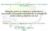 Relações entre os trópicos e subtrópicos associadas ao padrão bimodal da circulação de verão sobre a América do Sul Dirceu L. Herdies e Maria Assunção.