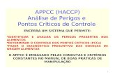 APPCC (HACCP) Análise de Perigos e Pontos Críticos de Controle ENCERRA UM SISTEMA QUE PERMITE: IDENTIFICAR E AVALIAR OS PERIGOS PRESENTES NOS ALIMENTOS.