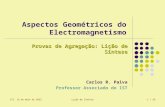 IST, 7 de Junho de 2014Lição de Síntese1 / 59 Aspectos Geométricos do Electromagnetismo Provas de Agregação: Lição de Síntese Carlos R. Paiva Professor.