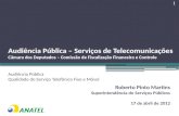 Audiência Pública – Serviços de Telecomunicações Câmara dos Deputados – Comissão de Fiscalização Financeira e Controle 1 Roberto Pinto Martins Superintendência.