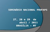 SEMINÁRIO NACIONAL PROFAPS 27, 28 e 29 de abril / 2011 BRASÍLIA – MT.