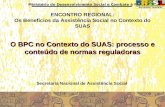 Ministério do Desenvolvimento Social e Combate à Fome ENCONTRO REGIONAL: Os Benefícios da Assistência Social no Contexto do SUAS O BPC no Contexto do SUAS: