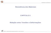 CAPITULO 5 Relação entre Tensões e Deformações Resistência dos Materiais DEMGi - Departamento de Engenharia Mecânica e Gestão Industrial Resistência dos.