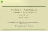1Módulo 5– Sistemas Multimédia Módulo 5 – Codificação Sistemas Multimédia Ana Tomé José Vieira Departamento de Electrónica, Telecomunicações e Informática.