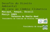 Desafio do Direito Ambiental de cara ao Câmbio Climatico Macapá, Amapá, Brasil Março 2009 Palestra de Sheila Abed Presidenta da Comisão do Direito Ambiental.