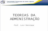 1 Pontifícia Universidade Católica de Minas Gerais Programa de Pós-Graduação em Administração TEORIAS DA ADMINISTRAÇÃO Prof. Luiz Henrique.