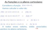 As funções e o plano cartesiano Considere a função. Vamos calcular o valor de: A todos esses valores, estão associados pontos no plano cartesiano.