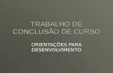 TRABALHO DE CONCLUSÃO DE CURSO ORIENTAÇÕES PARA DESENVOLVIMENTO.